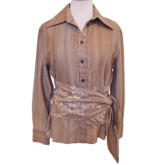 Andy the Anh Embroidered Faux Wrap Shirt- Sz. Med - Picture 1 of 6